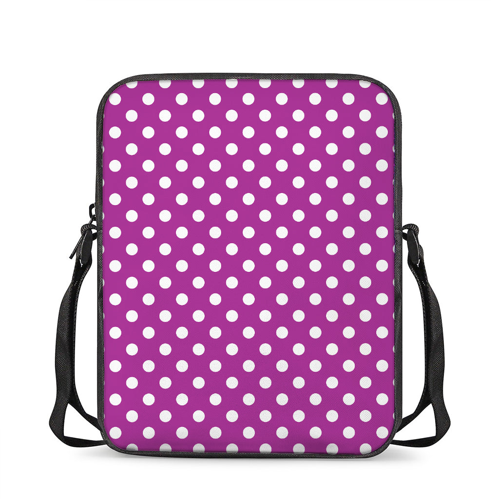 Purple And White Polka Dot Pattern Print Rectangular Crossbody Bag
