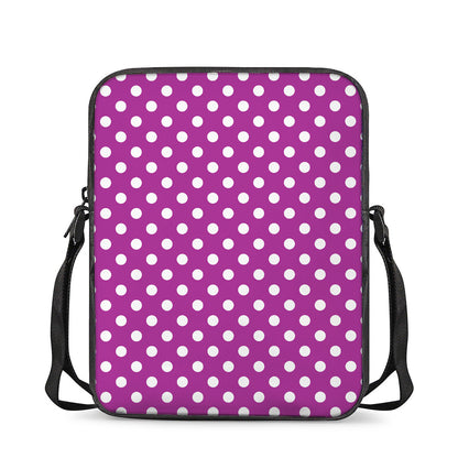 Purple And White Polka Dot Pattern Print Rectangular Crossbody Bag