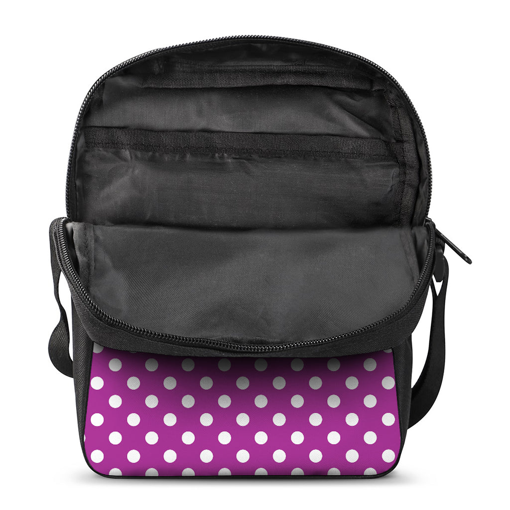 Purple And White Polka Dot Pattern Print Rectangular Crossbody Bag