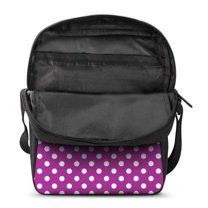 Purple And White Polka Dot Pattern Print Rectangular Crossbody Bag