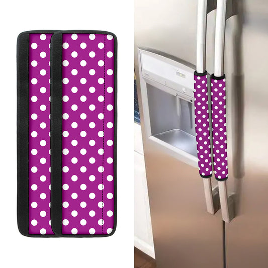 Purple And White Polka Dot Pattern Print Refrigerator Handle Covers