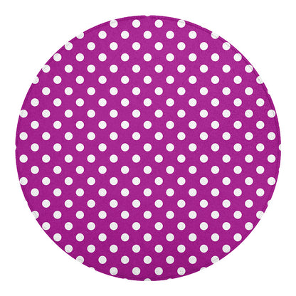 Purple And White Polka Dot Pattern Print Round Blanket