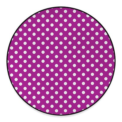 Purple And White Polka Dot Pattern Print Round Floor Mat