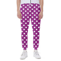 Purple And White Polka Dot Pattern Print Joggers