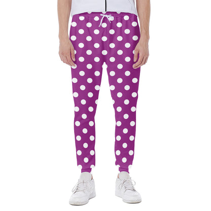 Purple And White Polka Dot Pattern Print Scuba Joggers