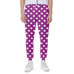 Purple And White Polka Dot Pattern Print Scuba Joggers