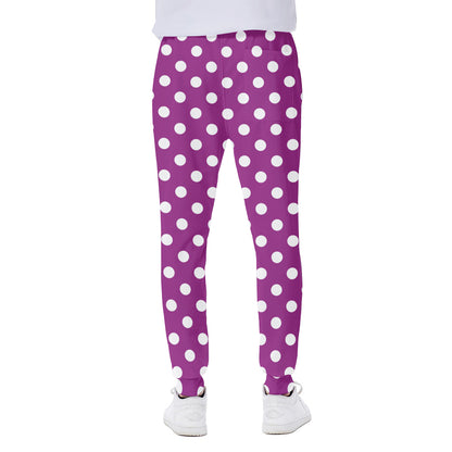 Purple And White Polka Dot Pattern Print Scuba Joggers