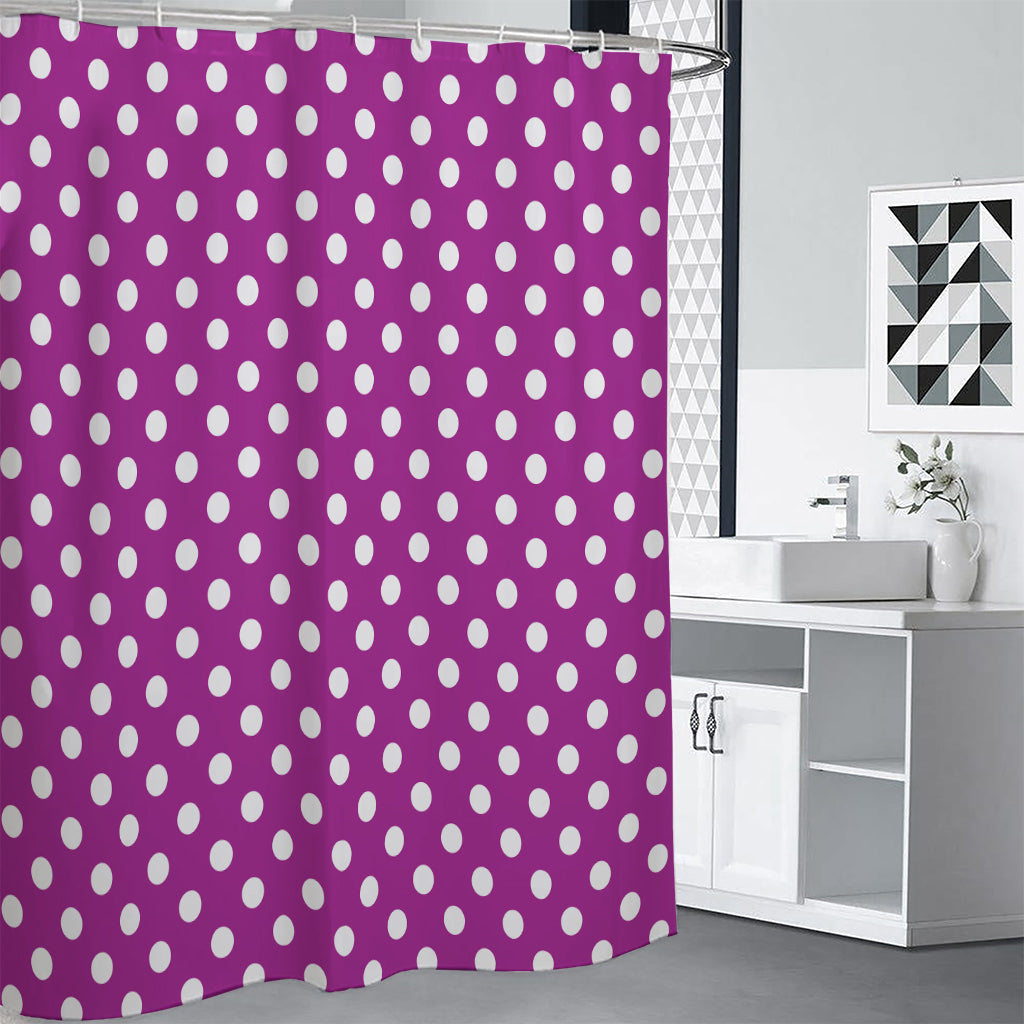 Purple And White Polka Dot Pattern Print Shower Curtain