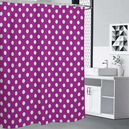Purple And White Polka Dot Pattern Print Shower Curtain