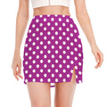 Purple And White Polka Dot Pattern Print Side Slit Mini Skirt