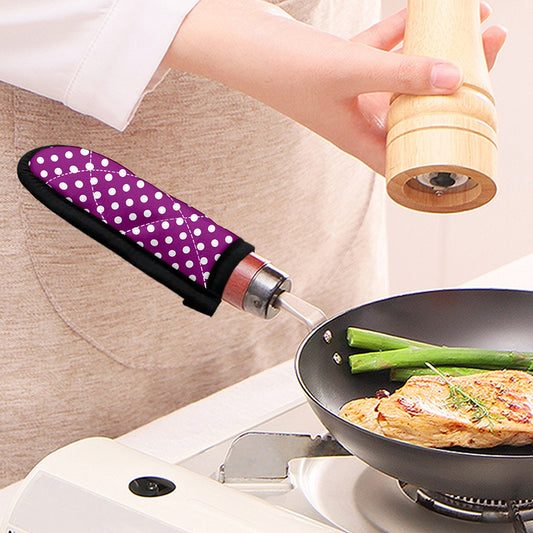 Purple And White Polka Dot Pattern Print Skillet Handle Cover