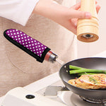 Purple And White Polka Dot Pattern Print Skillet Handle Cover