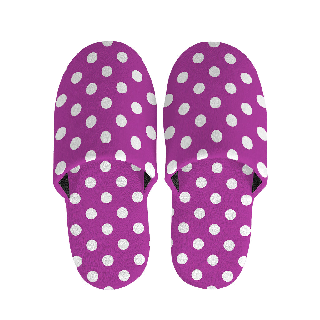 Purple And White Polka Dot Pattern Print Slippers