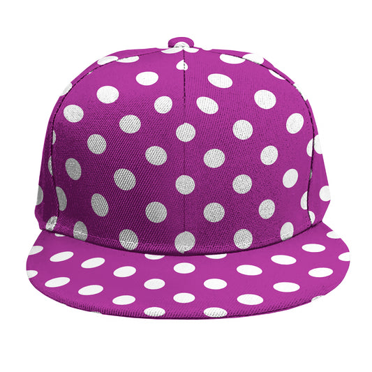 Purple And White Polka Dot Pattern Print Snapback Cap