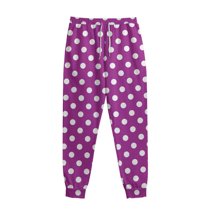 Purple And White Polka Dot Pattern Print Sweatpants