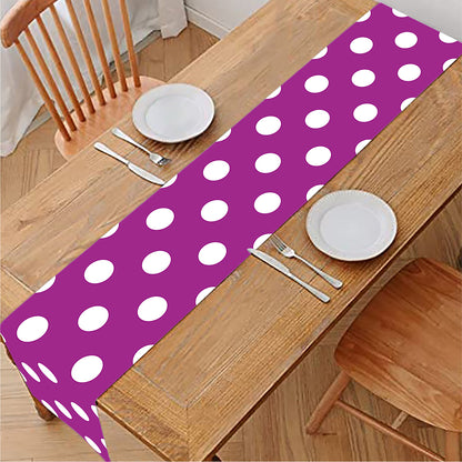 Purple And White Polka Dot Pattern Print Table Runner