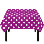 Purple And White Polka Dot Pattern Print Tablecloth