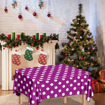Purple And White Polka Dot Pattern Print Tablecloth
