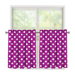 Purple And White Polka Dot Pattern Print Tier Curtains