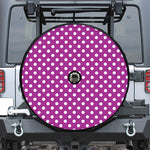 Purple And White Polka Dot Pattern Print Tire Cover With Camera Hole