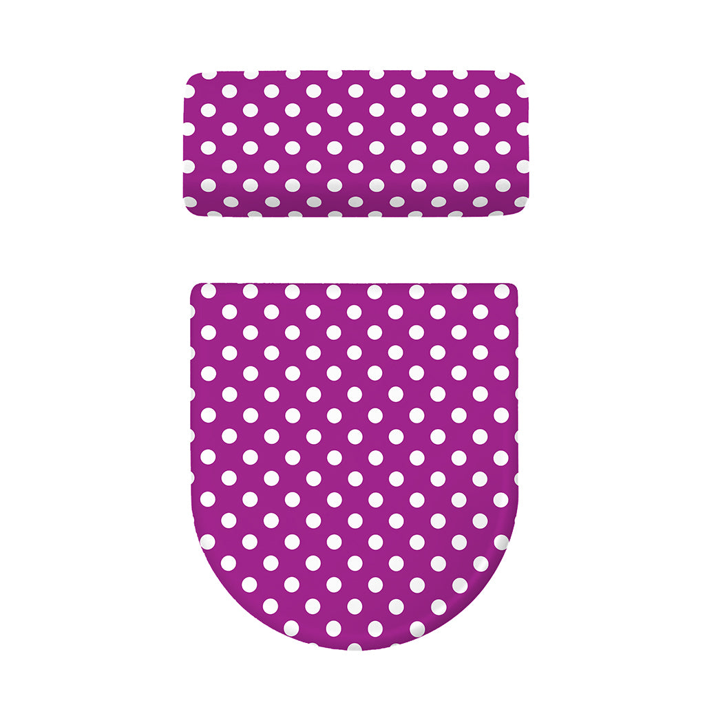 Purple And White Polka Dot Pattern Print Toilet Lid And Tank Cover Set