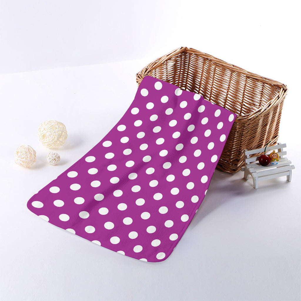 Purple And White Polka Dot Pattern Print Towel