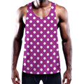 Purple And White Polka Dot Pattern Print Men's Workout Tank Top