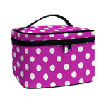 Purple And White Polka Dot Pattern Print Travel Makeup Bag