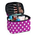 Purple And White Polka Dot Pattern Print Travel Makeup Bag