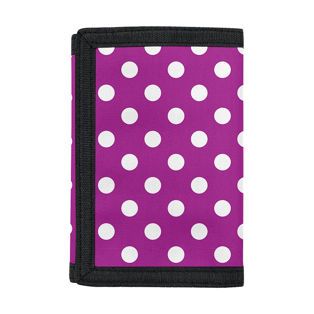 Purple And White Polka Dot Pattern Print Trifold Wallet