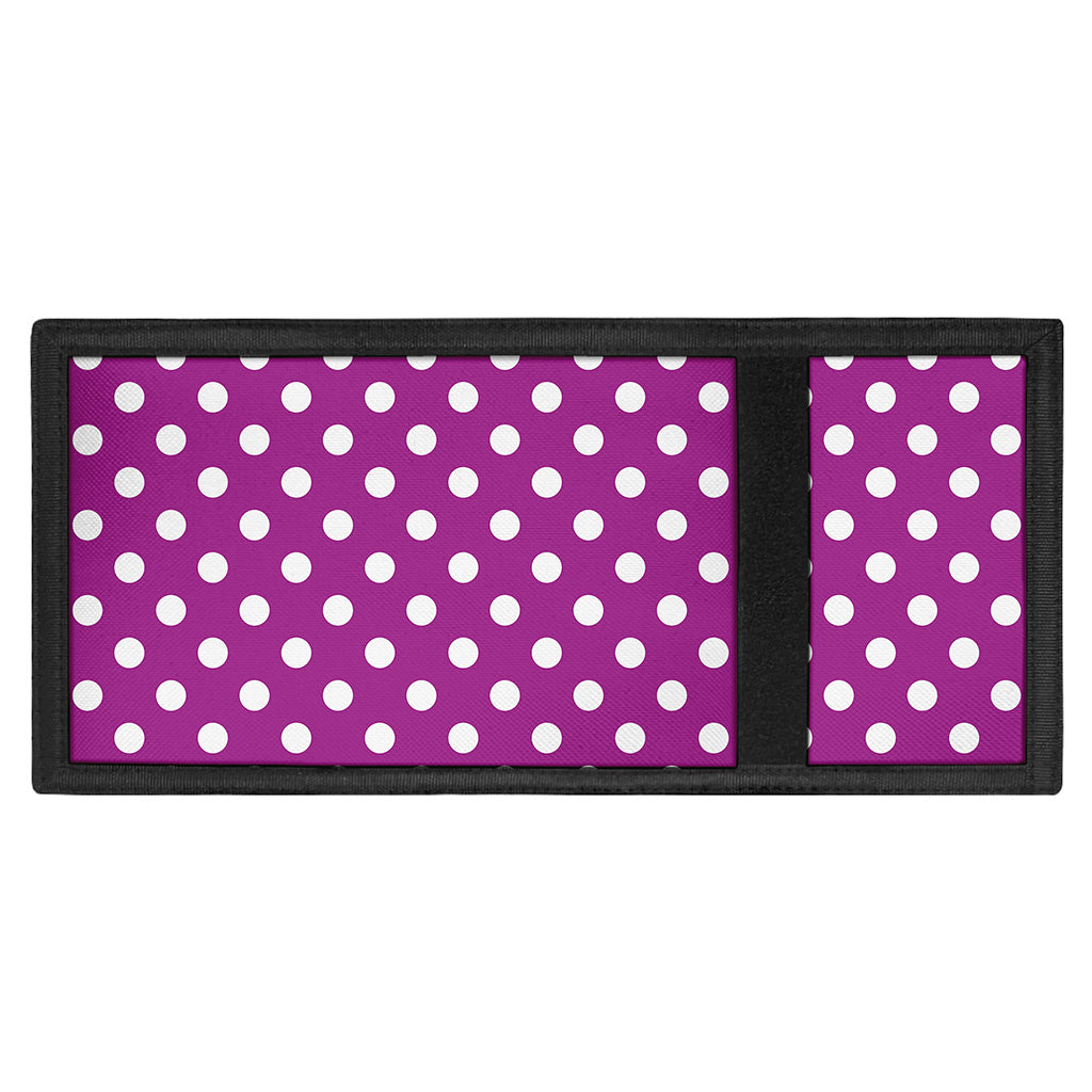 Purple And White Polka Dot Pattern Print Trifold Wallet