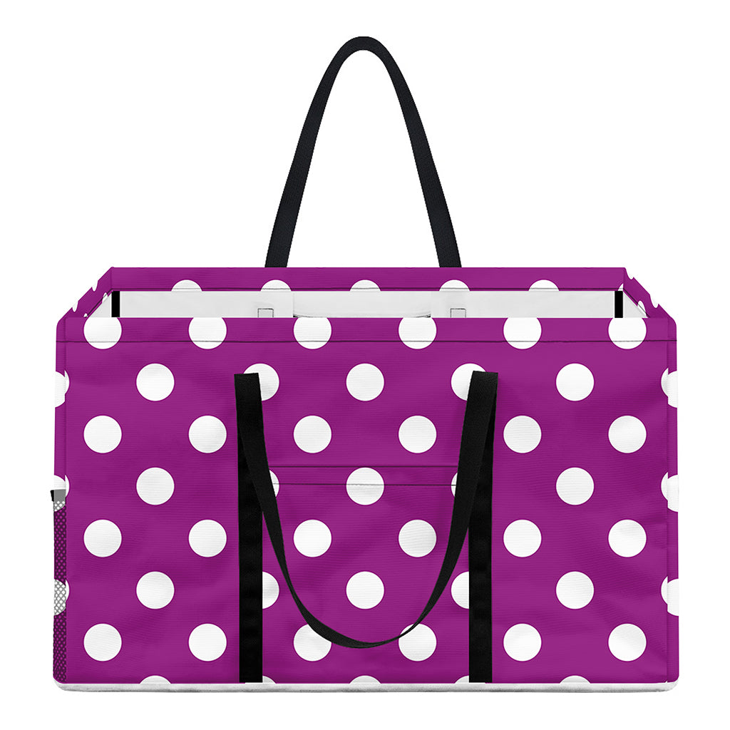 Purple And White Polka Dot Pattern Print Utility Tote Bag