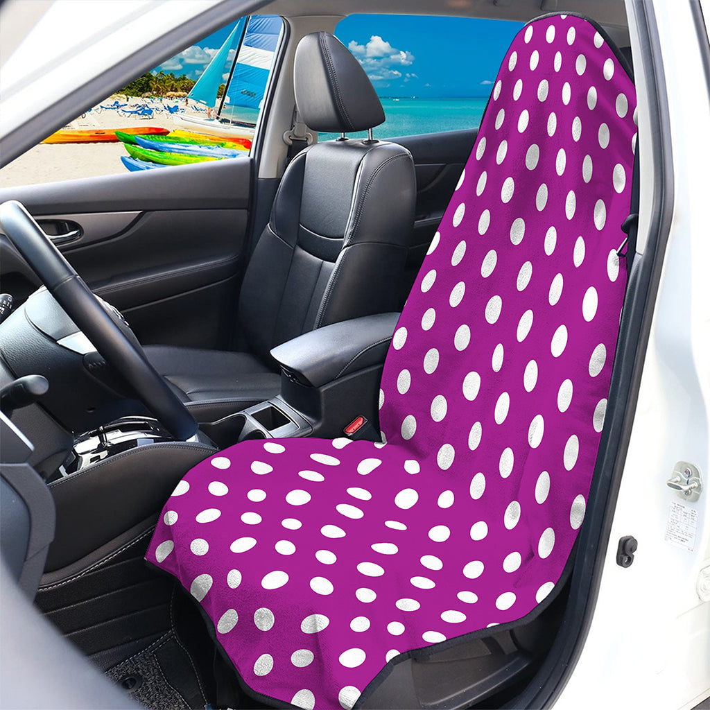Purple And White Polka Dot Pattern Print Waterproof Car Seat Cover