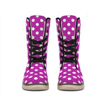 Purple And White Polka Dot Pattern Print Winter Boots