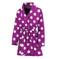 Purple And White Polka Dot Pattern Print Women's Bathrobe