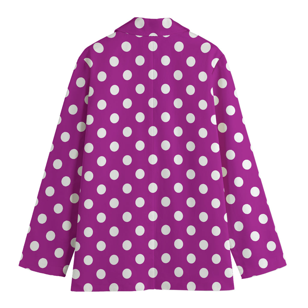 Purple And White Polka Dot Pattern Print Women's Blazer