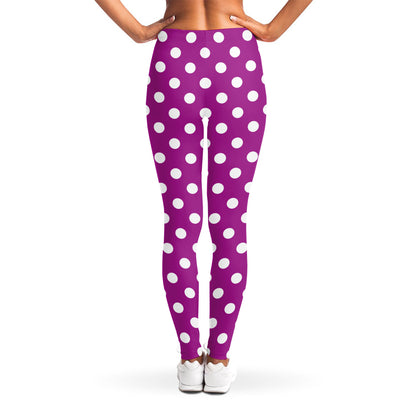 Purple And White Polka Dot Pattern Print Women's Leggings