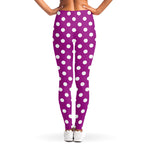 Purple And White Polka Dot Pattern Print Women's Leggings
