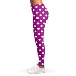 Purple And White Polka Dot Pattern Print Women's Leggings