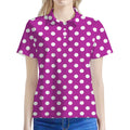 Purple And White Polka Dot Pattern Print Women's Polo Shirt