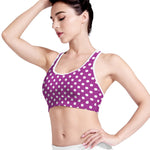 Purple And White Polka Dot Pattern Print Women's Sports Bra