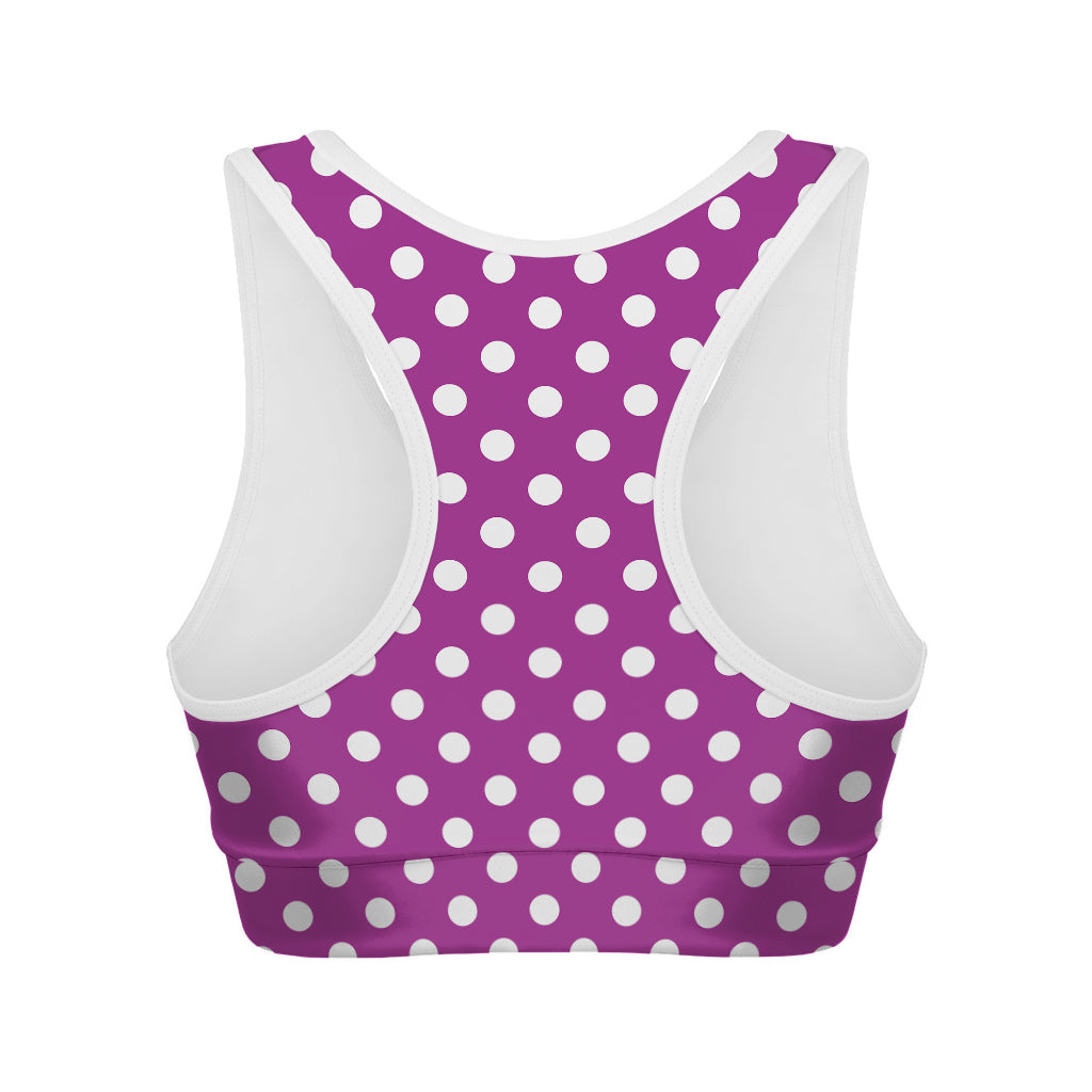 Purple And White Polka Dot Pattern Print Women's Sports Bra