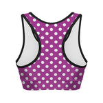Purple And White Polka Dot Pattern Print Women's Sports Bra