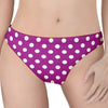 Purple And White Polka Dot Pattern Print Women's Thong