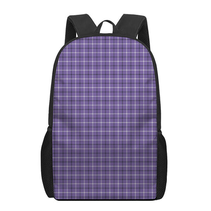 Purple And White Tattersall Print 17 Inch Backpack