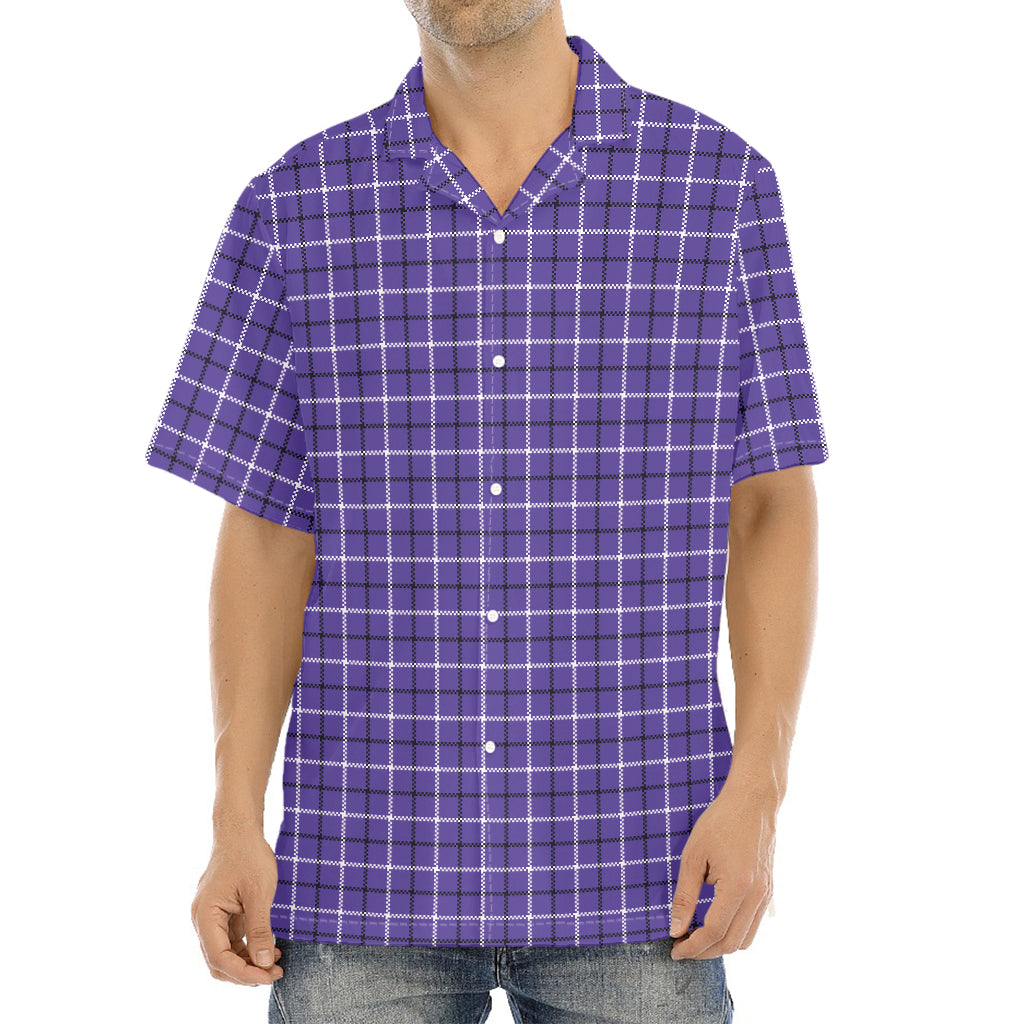 Purple And White Tattersall Print Aloha Shirt