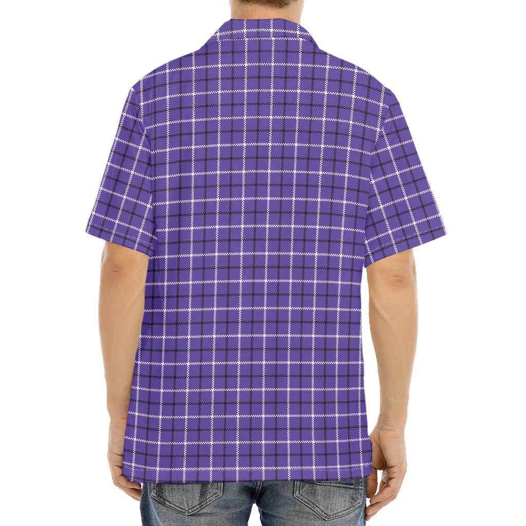 Purple And White Tattersall Print Aloha Shirt