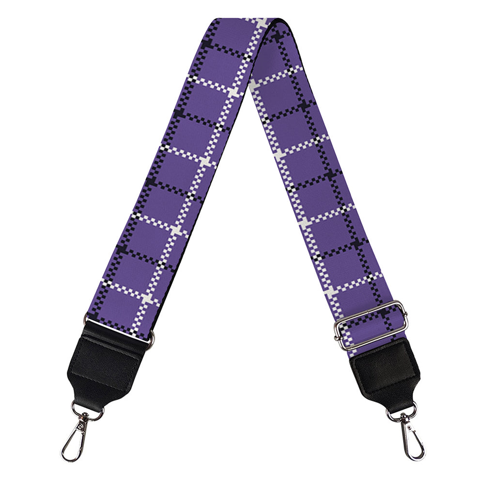Purple And White Tattersall Print Bag Strap