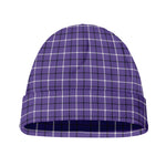 Purple And White Tattersall Print Beanie
