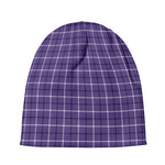 Purple And White Tattersall Print Beanie